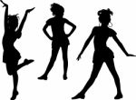 Happy Silhouettes Children Stock Photo