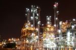 Petro And Chemical Plant - Night Scene Stock Photo