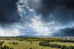 Scenic View Of The Grand Teton National Park Stock Photo