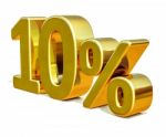 3d Gold 10 Ten Percent Discount Sign Stock Photo