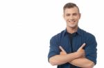 Happy Guy With Folded Arms Stock Photo