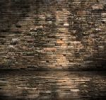 Old Grunge Interior With Brick Wall Stock Photo