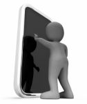 Smartphone Character Represents World Wide Web And Net 3d Render Stock Photo