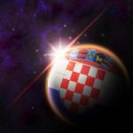 Croatia Flag On 3d Football With Rising Sun Stock Photo