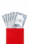 American Cash Growth From Red Envelope. Stock Photo