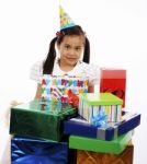 Young Girl Receiving Presents Stock Photo