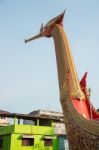 Swan Boat At Wat Cha Lor Temple, Nonthaburi Stock Photo