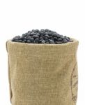 Dried Black Beans In Sacks Fodder Stock Photo