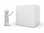 Figure Presenting Cardboard Box Stock Photo