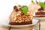 Chestnut Cream Cake Dessert Stock Photo