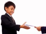 Boy Receiving A Certificate Stock Photo