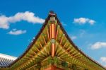 Roof Of Gyeongbokgung Palace In Seoul, Korea Stock Photo