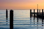 Dusk At Garda Lake Garda Italy Stock Photo