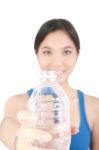 Girl Holding Bottle Stock Photo