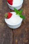 Organic Greek Yogurt And Strawberry Stock Photo