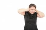 Stressed Young Woman On White Stock Photo