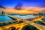 Mapo Bridge And Seoul Cityscape In Korea Stock Photo