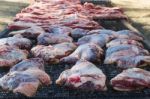 Traditional Meat Grilled On The Grill In The Argentine Countryside Stock Photo