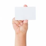 Hand Holding Blank Card Isolated Clipping Path Inside Stock Photo