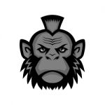Chimpanzee Wearing Mohawk Mascot Stock Photo