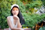 Portrait Of Thai Teen Beautiful Girl Happy And Relax Stock Photo