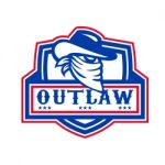 Outlaw Cowboy Mascot Shield Stock Photo