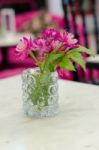 Pink Flowers In A Vase Stock Photo