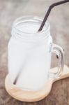 Glass Of Fresh Coconut Water Stock Photo