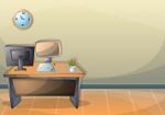 Cartoon  Illustration Interior Office Room With Separated Layers Stock Photo