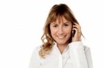 Pretty Woman Talking On Phone Stock Photo