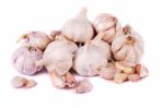 Garlic On White Stock Photo