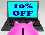 Ten Percent Off Laptop Shows 10 Savings On Web Stock Photo