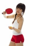 Lady serving pingpong Stock Photo