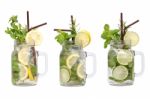 Lemon Lime Soda Mint Rosemary Fresh Drink  Isolated Stock Photo