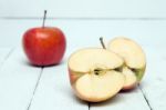 Fresh Tasty Red Apple Fruits Isolated On A White Background Stock Photo