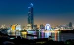 Bangkok, Thailand, 27 Dec 2017 - Aerial View Bangkok City Night Stock Photo