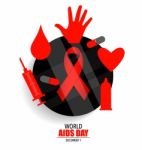 Aids Awareness Red Ribbon. World Aids Day Stock Photo