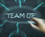 Team Up Diagram Means Partnership And Joint Forces Stock Photo