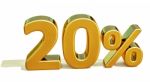 3d Gold 20 Twenty Percent Discount Sign Stock Photo