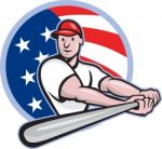 American Baseball Player Batting Cartoon Stock Photo