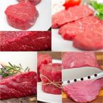 Different Raw Beef Cuts Collage Stock Photo