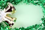 Decorations Green Ribbon For Christmas And New Year Stock Photo