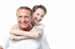 Happy Father And Son Isolated Over White Stock Photo