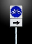 Bike Sign With Bicycle Path Stock Photo