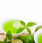 Mint Infusion Tea Tisane With Lime Stock Photo