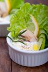 Fresh Garlic Cheese Dip Salad Stock Photo