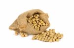 Soy Bean With Sack Isolated Stock Photo