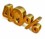 3d Gold 40 Forty Percent Discount Sign Stock Photo