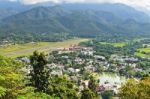 Landscape High Angle View Of The City In The Valley Stock Photo