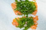 Fresh Salmon Carpaccio Stock Photo